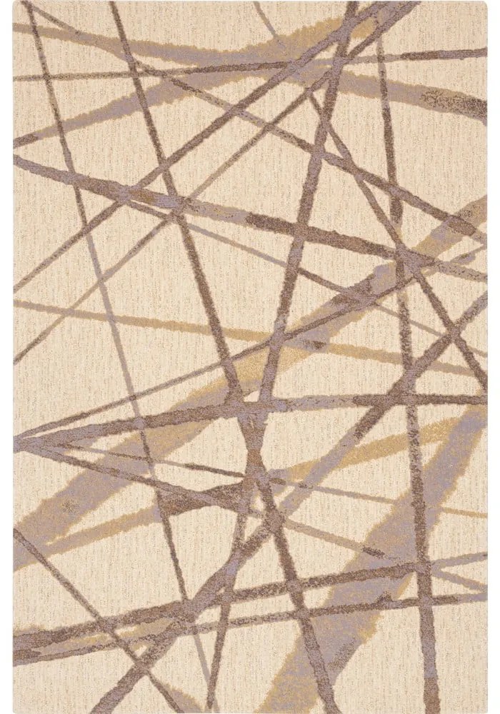Tappeto in lana beige 100x180 cm Sticks - Agnella