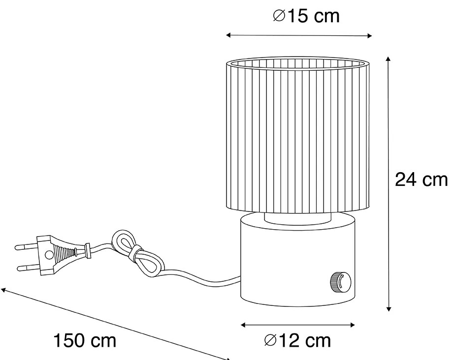 Lampada da tavolo Art Déco nera con vetro fumé - Laura