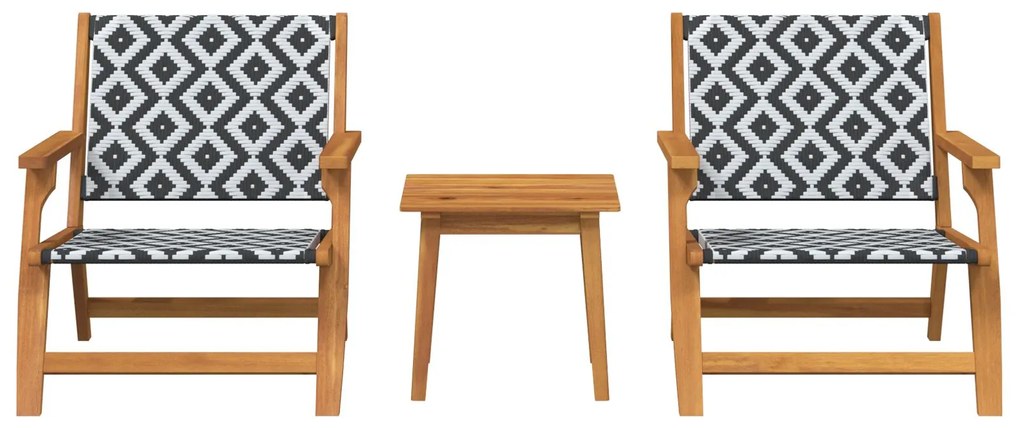 Set da giardino : 3 pezzi in legno massello di acacia, nero e bianco