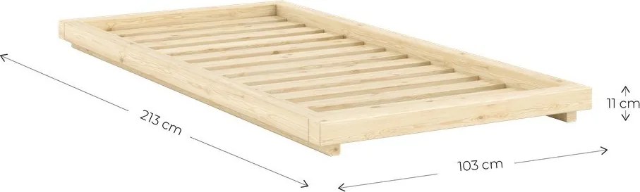 Letto singolo di colore naturale in pino massiccio senza testiera con rete inclusa 90x200 cm Dock – Karup