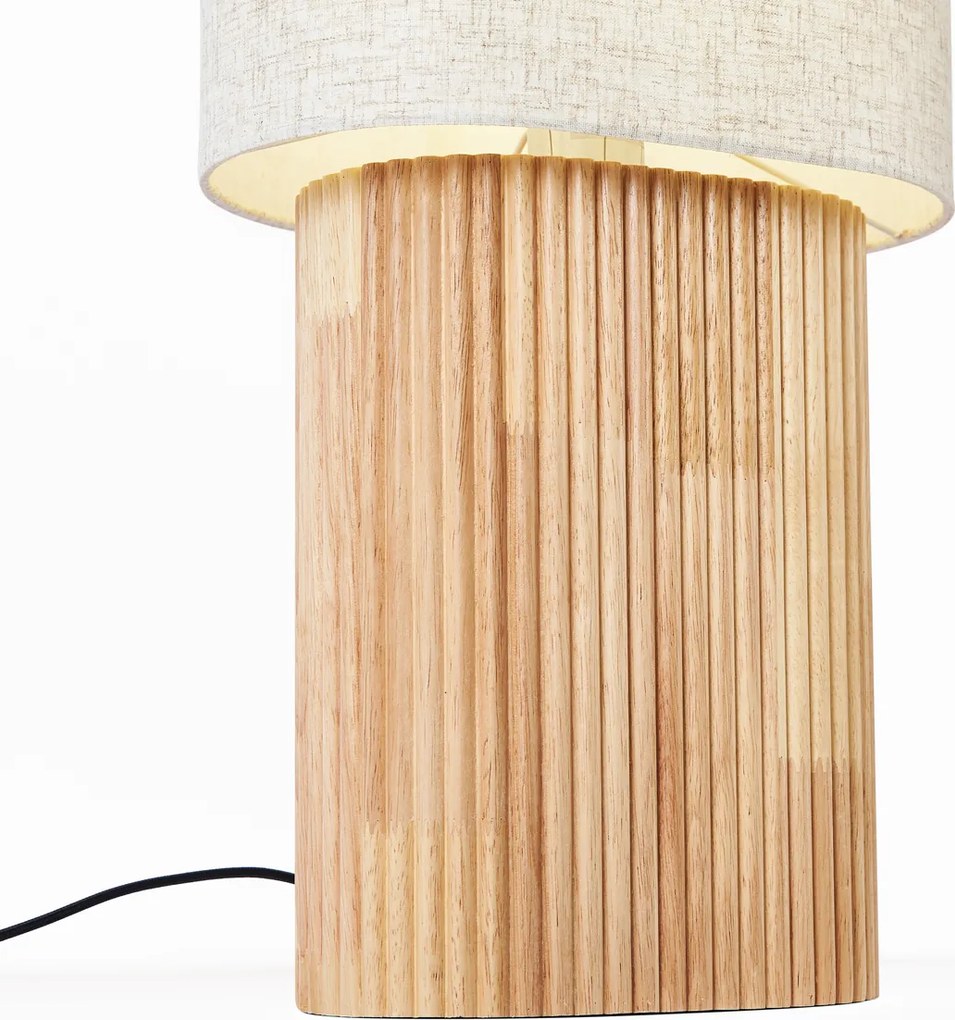 Lampada da terra Japandi in legno con paralume in lino 90cm - Lamel