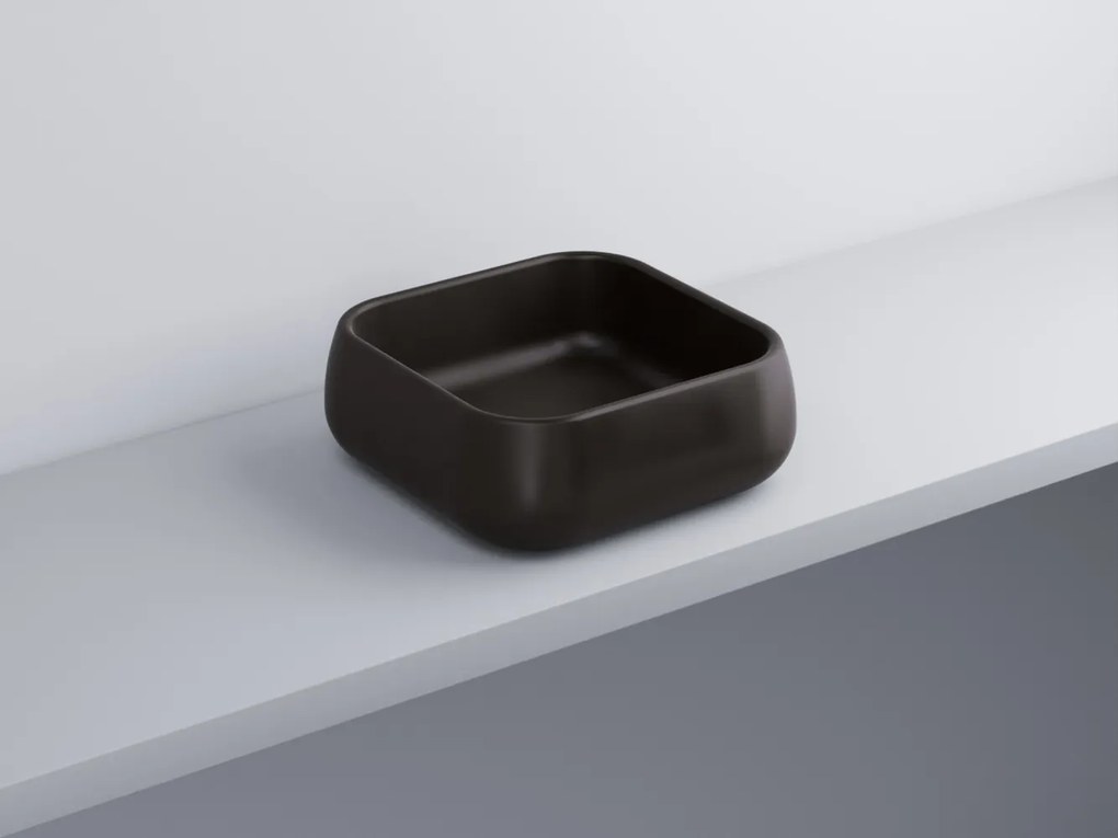 Cielo Shui Lavabo 40x40 da appoggio quadrato senza troppo pieno in ceramica lavagna