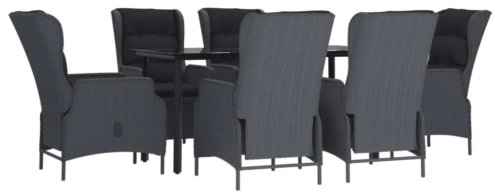 Set da pranzo da giardino 7 pz grigio scuro in polyrattan