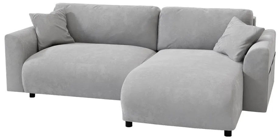 Divano angolare grigio chiaro in velluto (variabile) Lorine - Ropez