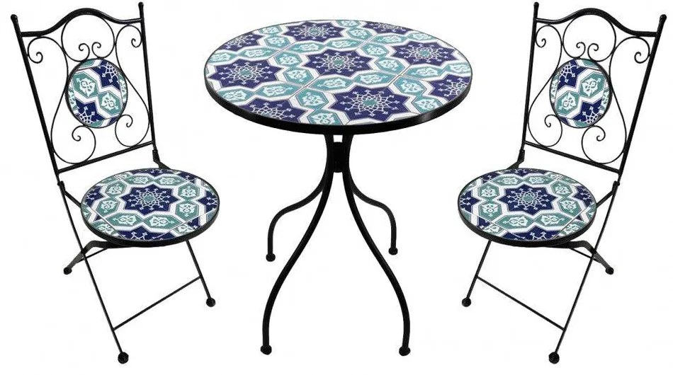 Set 2 Sedie e Tavolo Mors, Design Moderno Ø 60, Finitura Antracite
