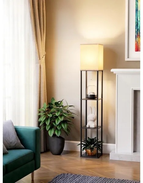 Lampada da terra con mensole 1xE27/40W/230V nero/bianco