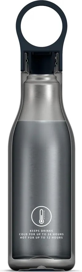 Bottiglia da viaggio in acciaio inox blu scuro 500 ml Loop - Joseph Joseph