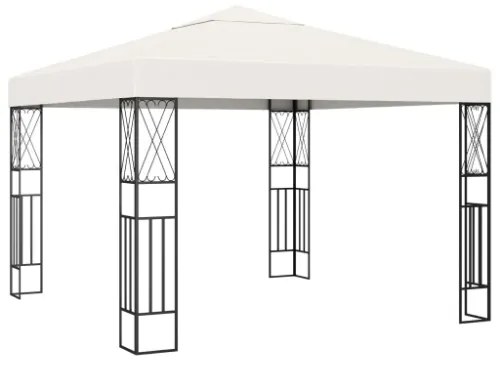 Gazebo con Stringa di Luci LED 3x3 m in Tessuto Crema