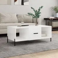 Tavolino da Salotto Bianco Lucido 102x50x40cm Legno Multistrato 829310