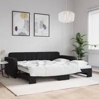 Divano Letto con Letto Estraibile Nero 90x200 cm in Velluto 3196933