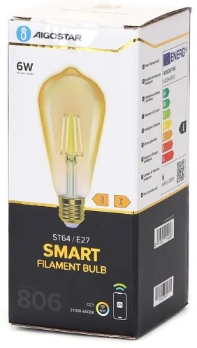 Lampadina LED dimmerabile FILAMENT ST64 E27/6W/230V 2700-6500K Wi-Fi - Aigostar