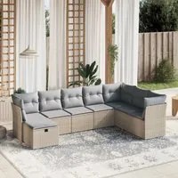 Set Divano da Giardino 8 pz con Cuscini Beige Misto Polyrattan 3263275