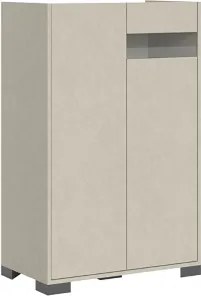 Credenza a 2 ante ROJAS Grigio con inserto in vetro Fumč 70x110 cm