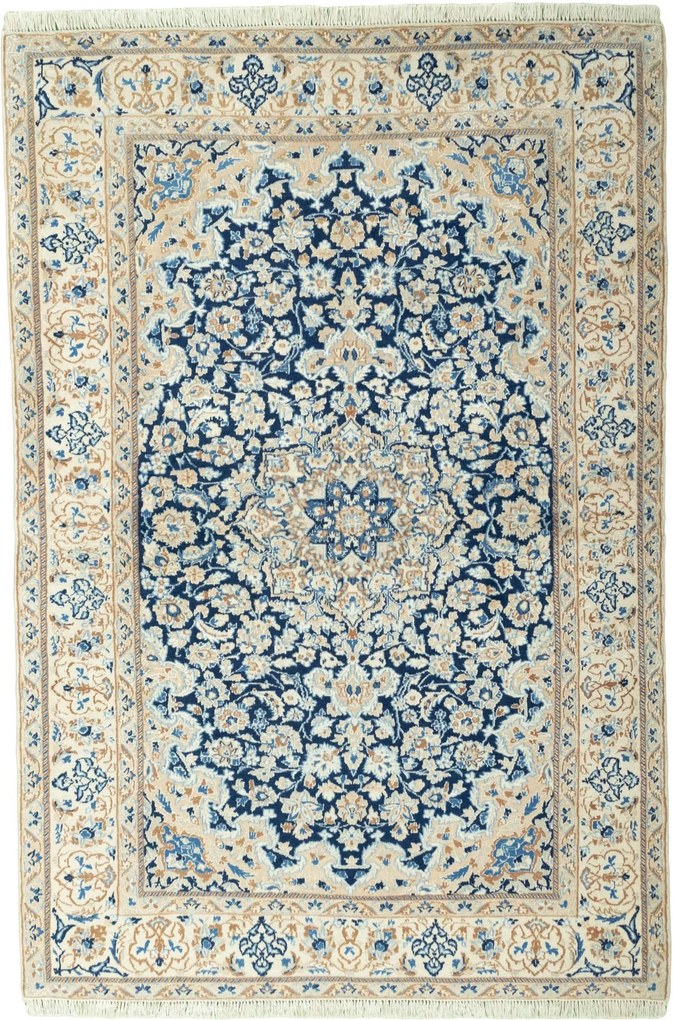 Nain Tappeto 180 x 120 Blu (Iran) Annodato A Mano