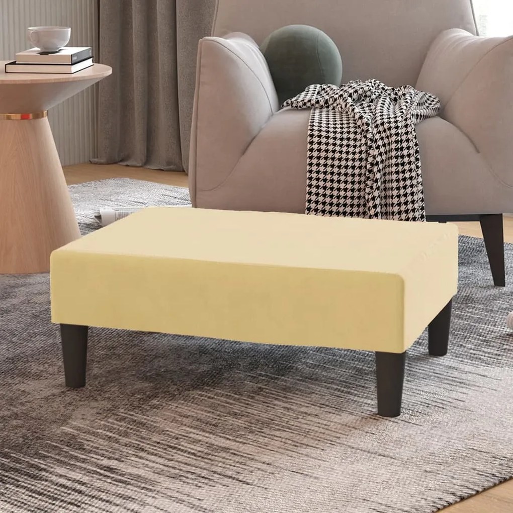 Poggiapiedi Crema 78x56x32 Cm İn Velluto /