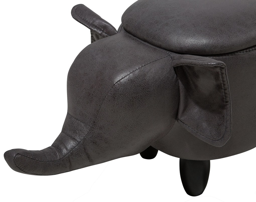 Pouf in tessuto similpelle grigio scuro ELEPHANT Beliani