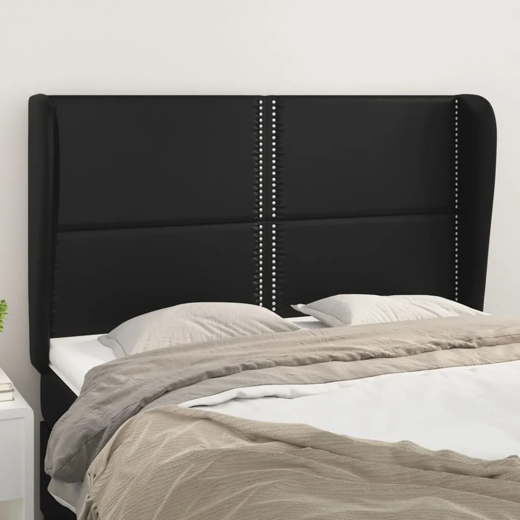 Testiera Ad Orecchio Nera 147 X 23 X 118/128 Cm İn Similpelle /