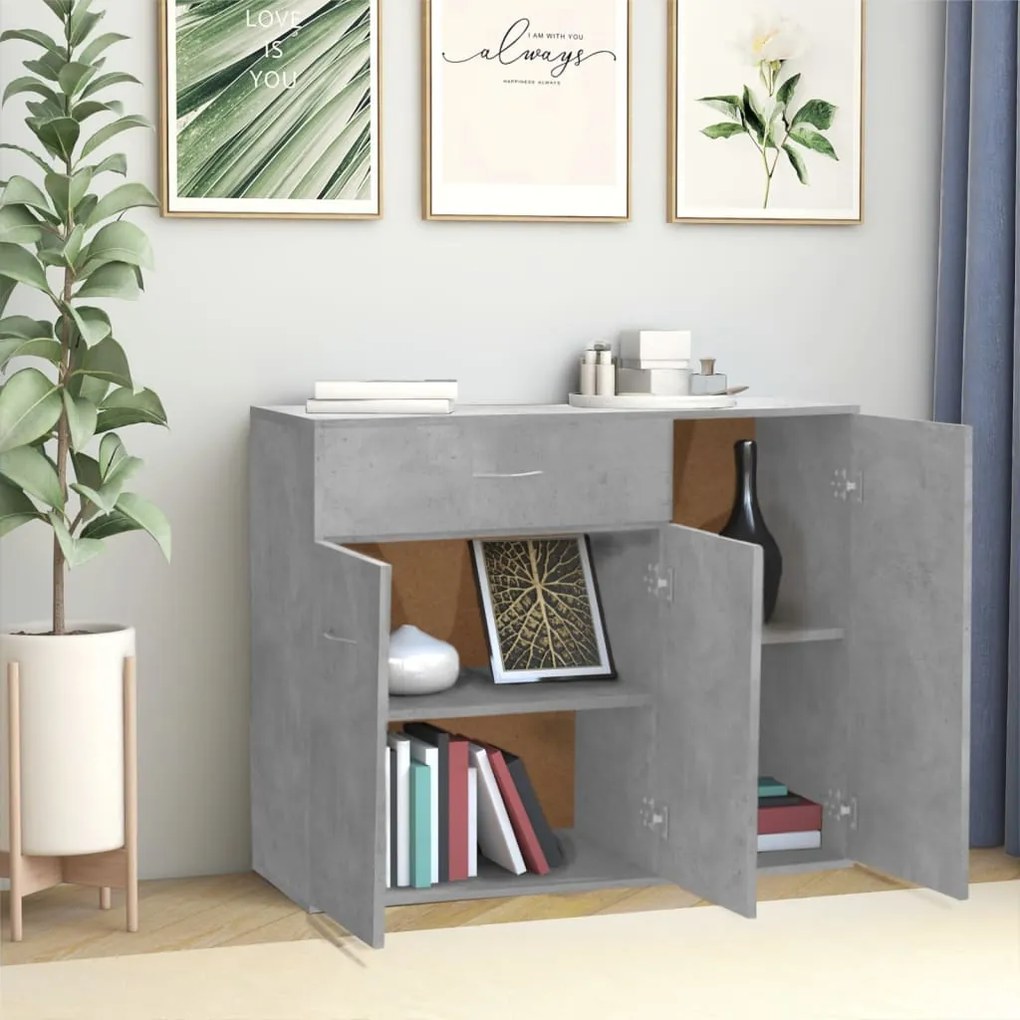 Credenza grigio cemento 88x30x70 cm in truciolato