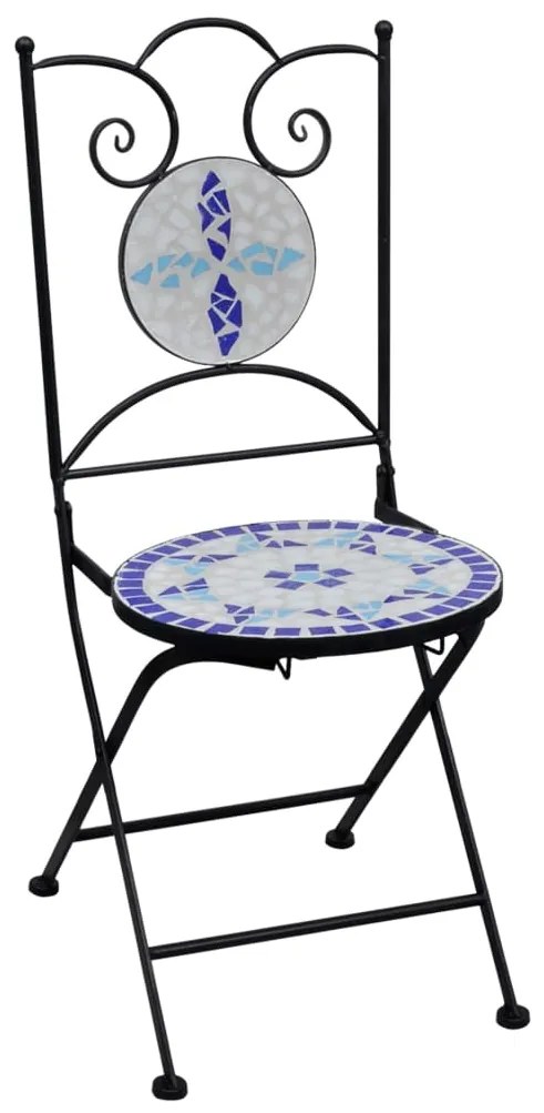Set bistrò 3 pz con mosaico in ceramica blu e bianco