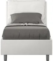 Letto imbottito Singolo 80x190 cm Antea - Bianco,Similpelle,Contenitore