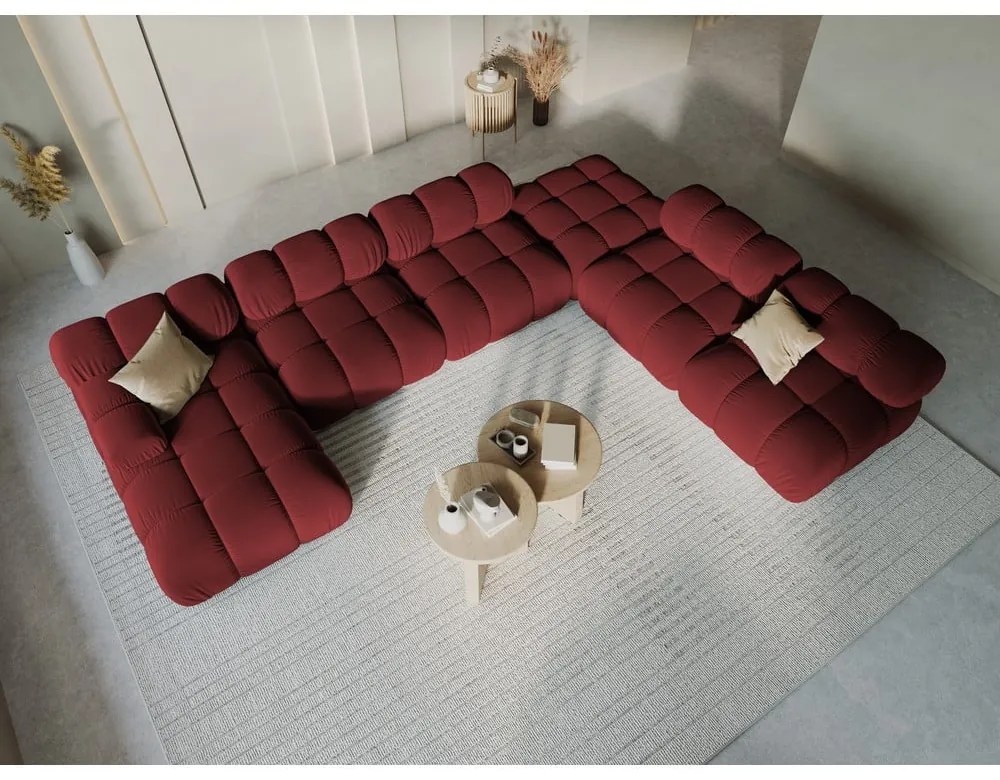 Divano in velluto rosso 379 cm Bellis - Micadoni Home