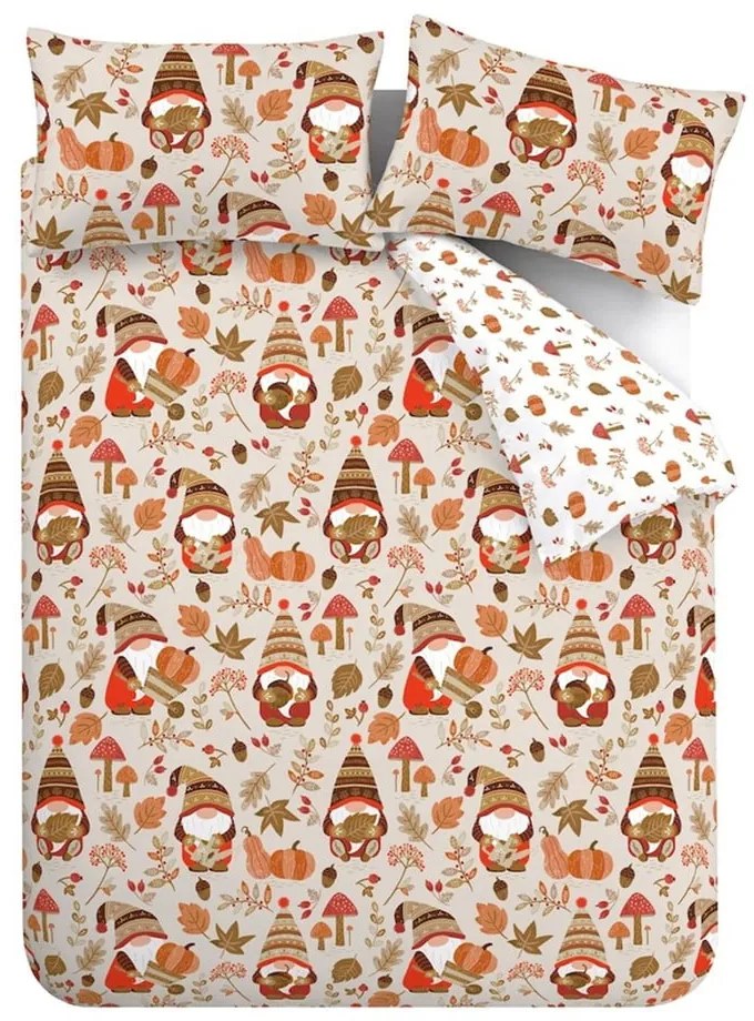 Set copripiumino e federa arancione e marrone per letto matrimoniale e per letto esteso 230x220 cm Woodland Gonks – Catherine Lansfield