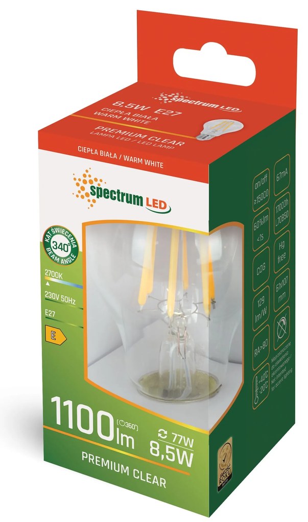 Bulbo LED GLS E-27  8,5W WOJ+14595