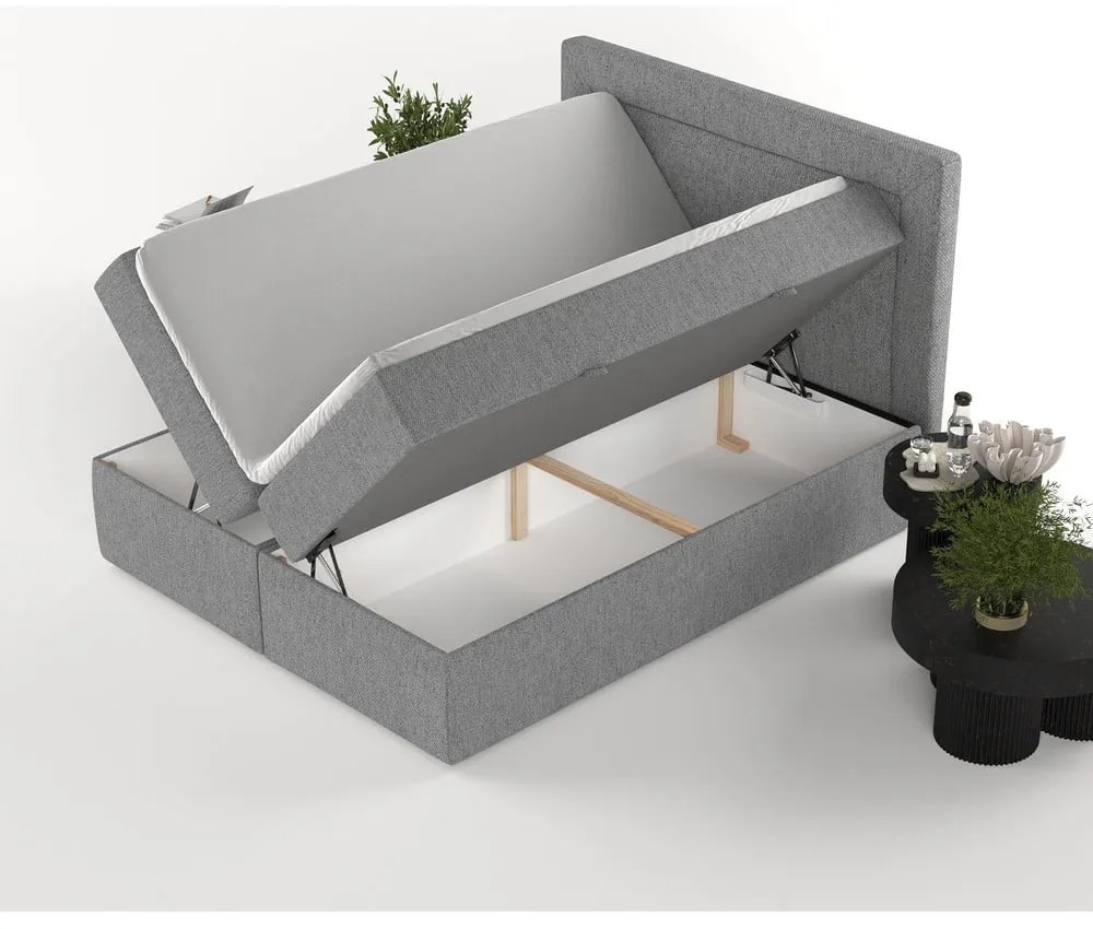 Letto boxspring grigio con contenitore 160x200 cm Imagine - Maison de Rêve