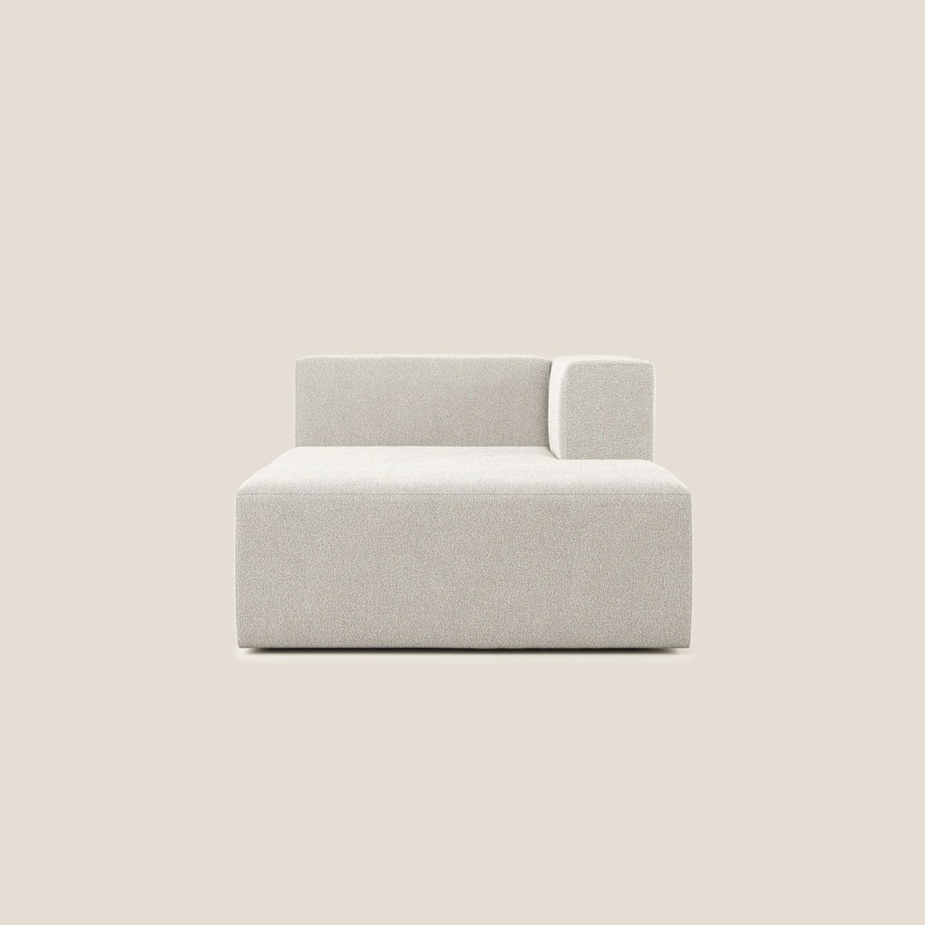 Nettuno modulo chaise longue in morbido tessuto bouclè T07 bianco