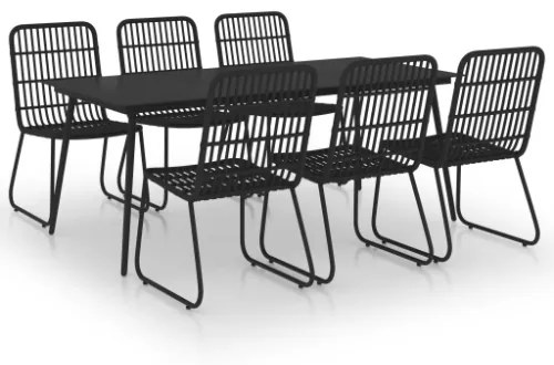 Set da Pranzo da Giardino 7 pz in Polyrattan e Vetro