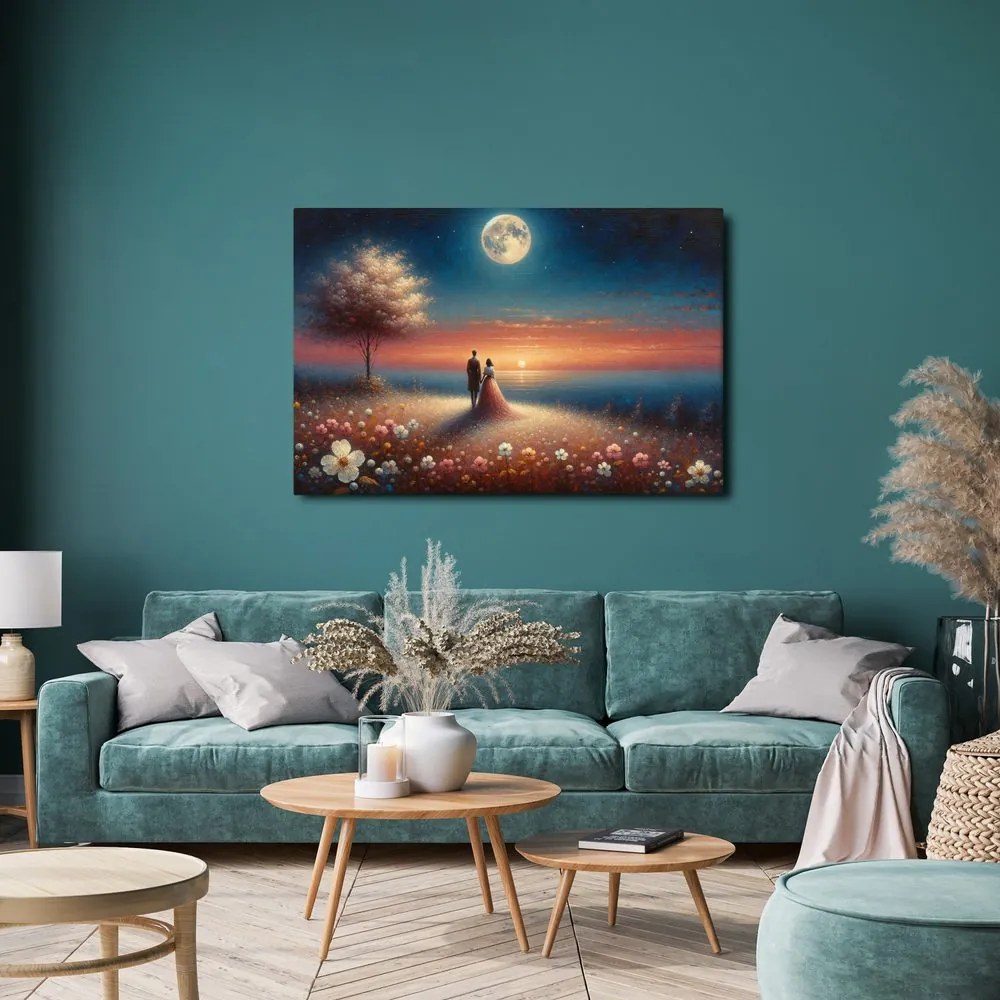 Quadro su tela – Coppia alla luce della luna