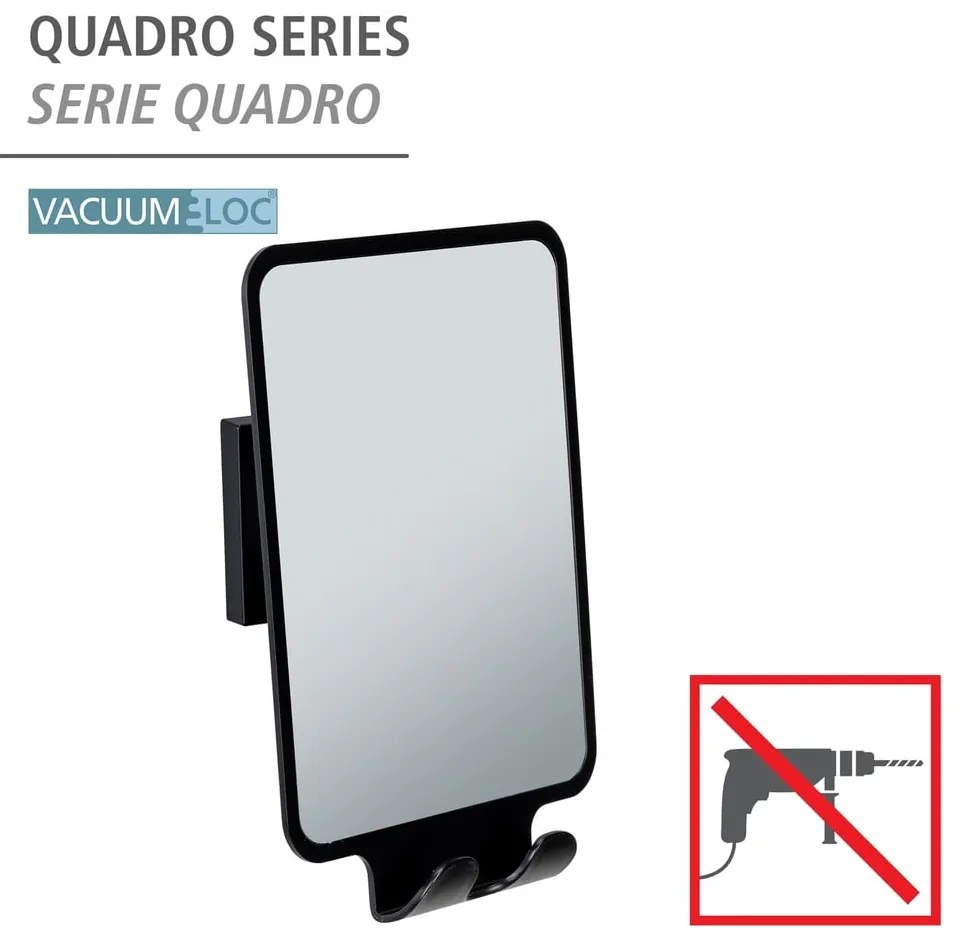 Specchio cosmetico con appendino 14x19,5 cm Quadro Black - Wenko