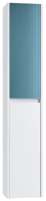 Colonna per mobile bagno Niwa 2 ante P 27 x L 30 x H 160 cm laccato opaco bianco con vetro blu pacifico cannettato