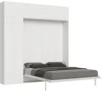 Letto a scomparsa 160 verticale Kentaro con colonna e pensili - Bianco Frassino