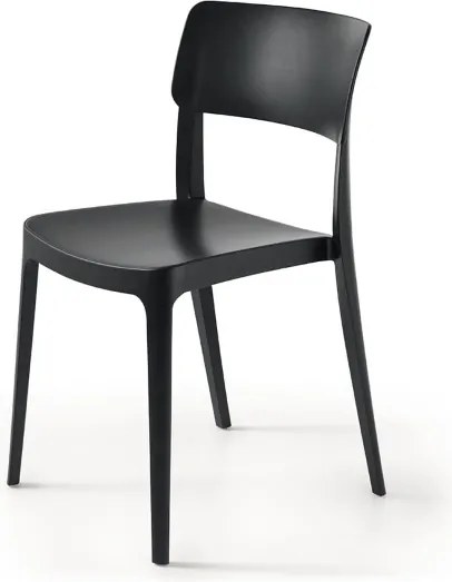 Sedia impilabile da giardino in polipropilene - FRA Nero 2 pezzi