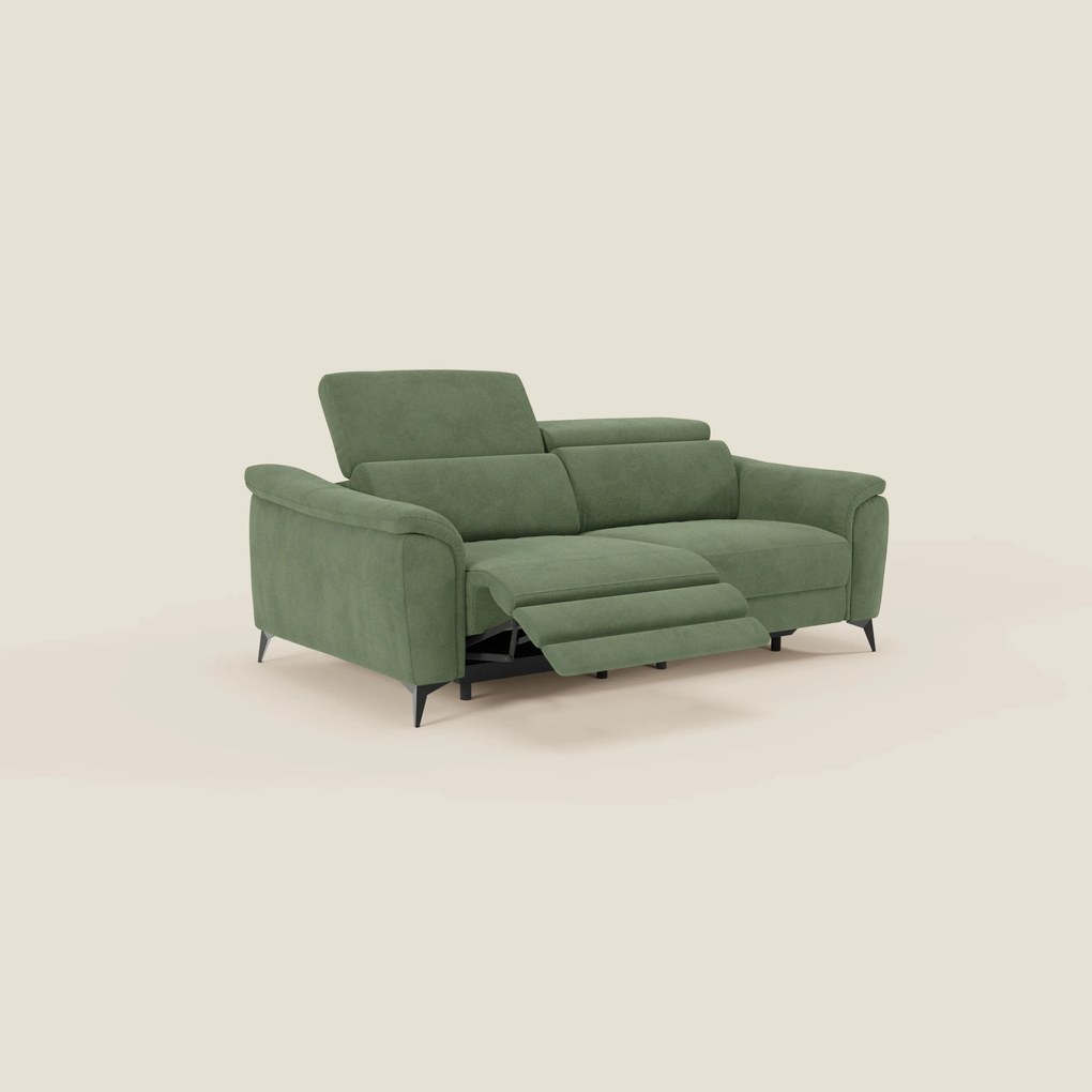 Arcos Divano 3 posti - piedini alti e poggiatesta reclinabili in microfibra impermeabile T11 verde