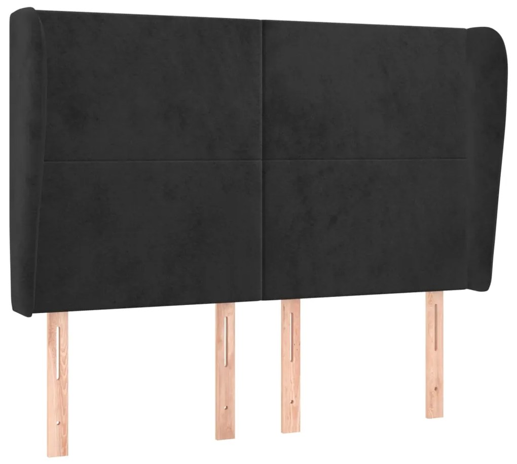 Testiera ad orecchio nera 147 x 23 x 118/128 cm in velluto