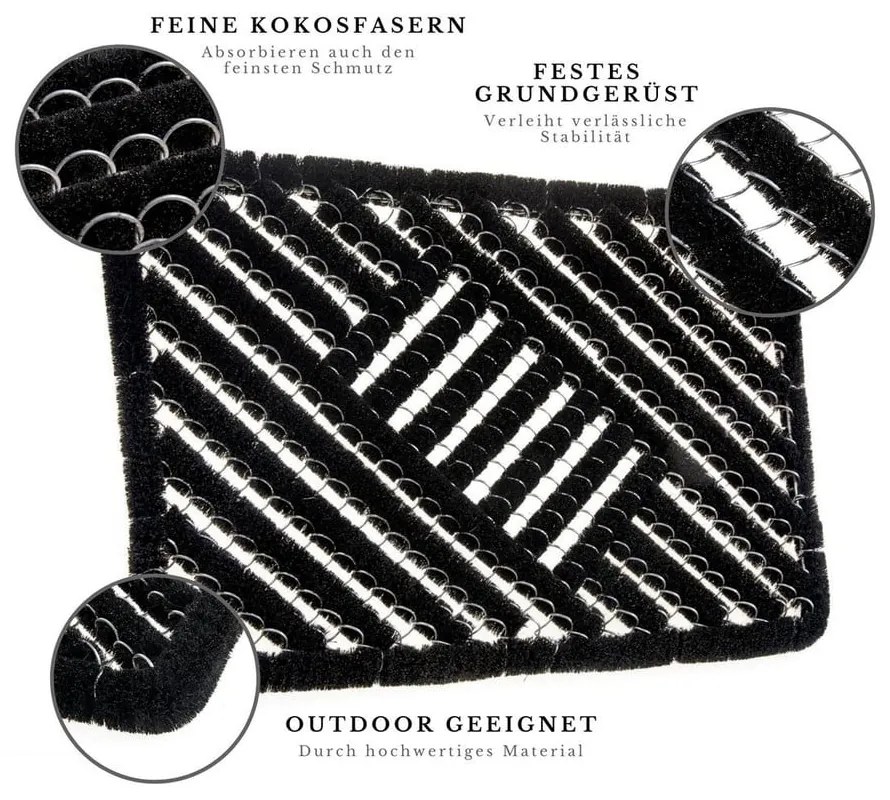 Stuoia di cocco 45x75 cm Coco Black - Hanse Home