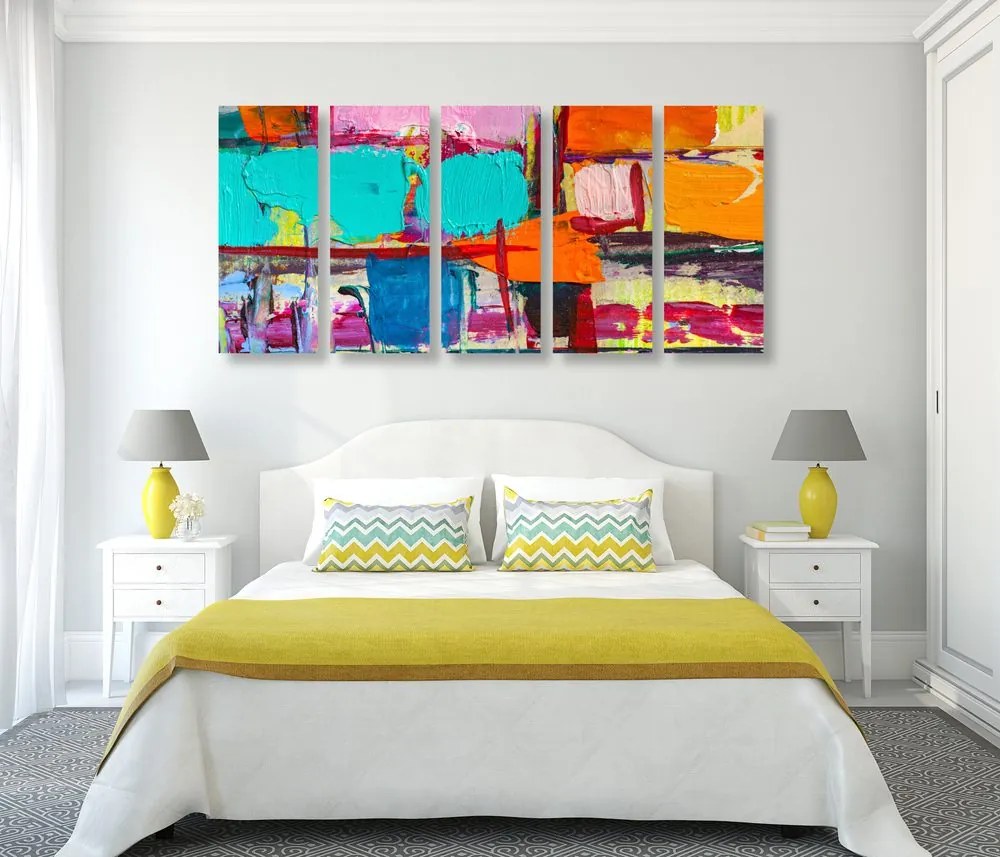 Quadri 5 pezzi – Opera d'arte di design astratto