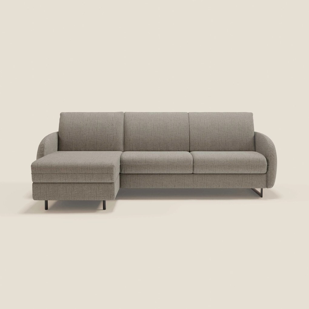 Ninfea Divano Letto Angolare con Penisola Contenitore e Materasso H18 cm - piedini in metallo e Tessuto impermeabile T03