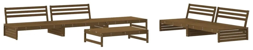 Set salotto da giardino 6 pz miele in legno massello di pino