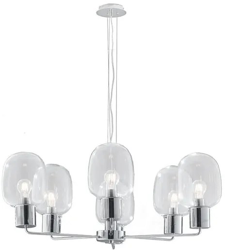 Lampadario Neoclassico Fellini grigio paralume trasparente 6x E27 LUCE AMBIENTE DESIGN