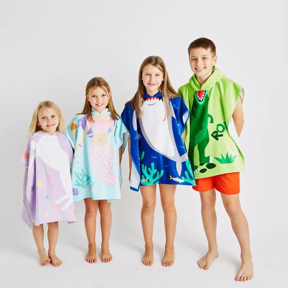 Poncho bambino in cotone blu Shark - Catherine Lansfield