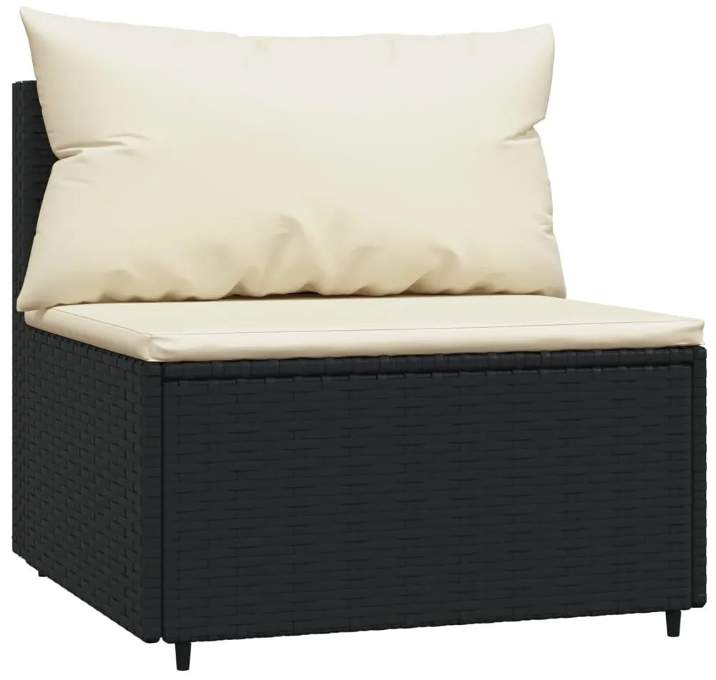 Set Divani da Giardino 4 pz con Cuscini Nero in Polyrattan