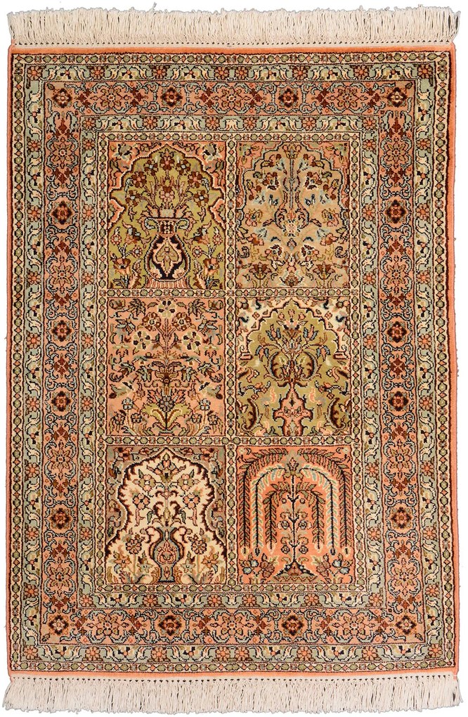 Cashmere Silk Tappeto 60 x 90 Beige (Indian) Annodato A Mano