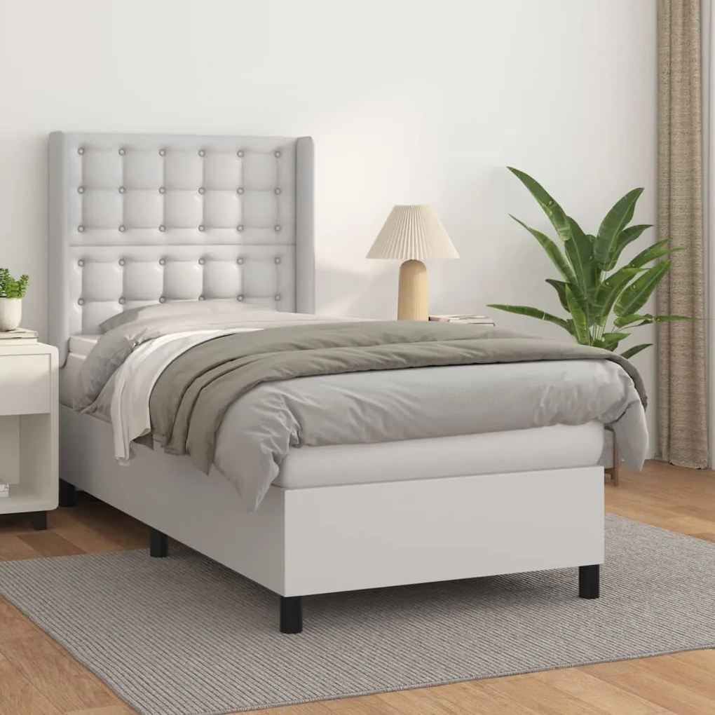 Giroletto A Molle Con Materasso Bianco 90x190 Cm İn Similpelle /