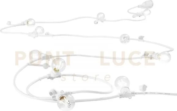 Stringa elettrificata picnic bianca 10 luci attacco e14 ip54 con sp...