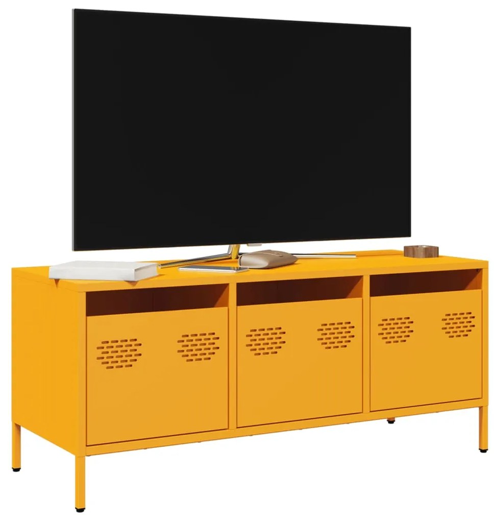 Mobile tv giallo senape 101,5x39x43,5 cm in acciaio