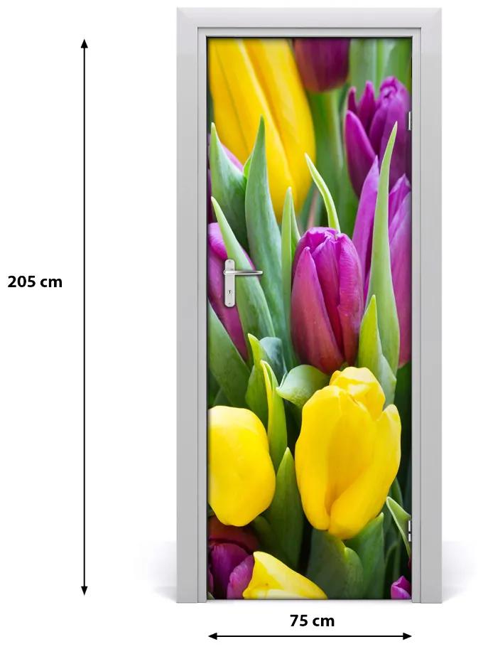 Sticker porta Tulipani colorati 75x205 cm