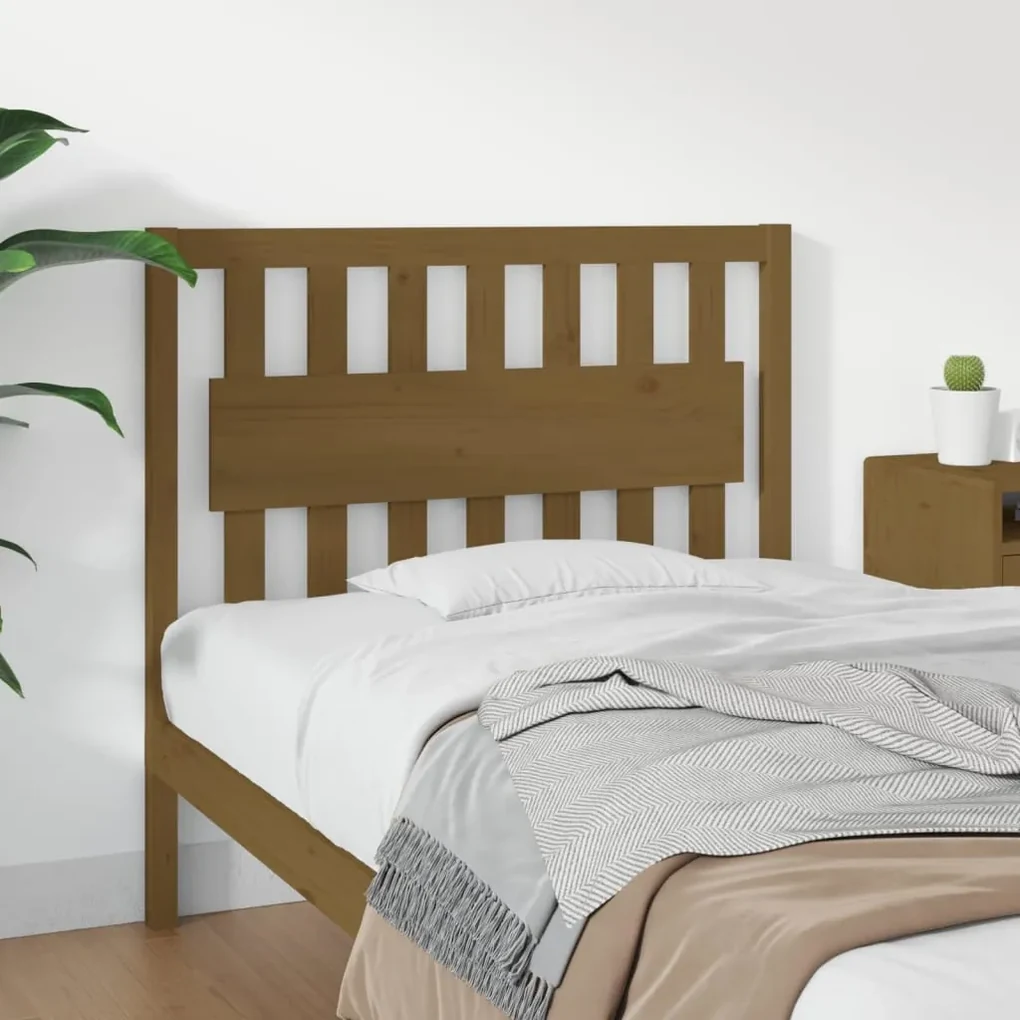 Testiera per letto miele 105,5x4x100 cm legno massello di pino